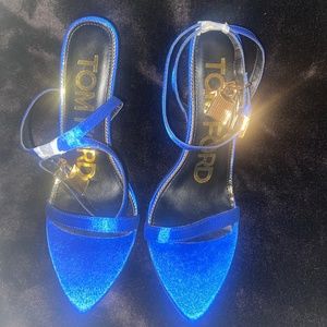 TOM FORD Blue Padlock Chain Heeled Sandals